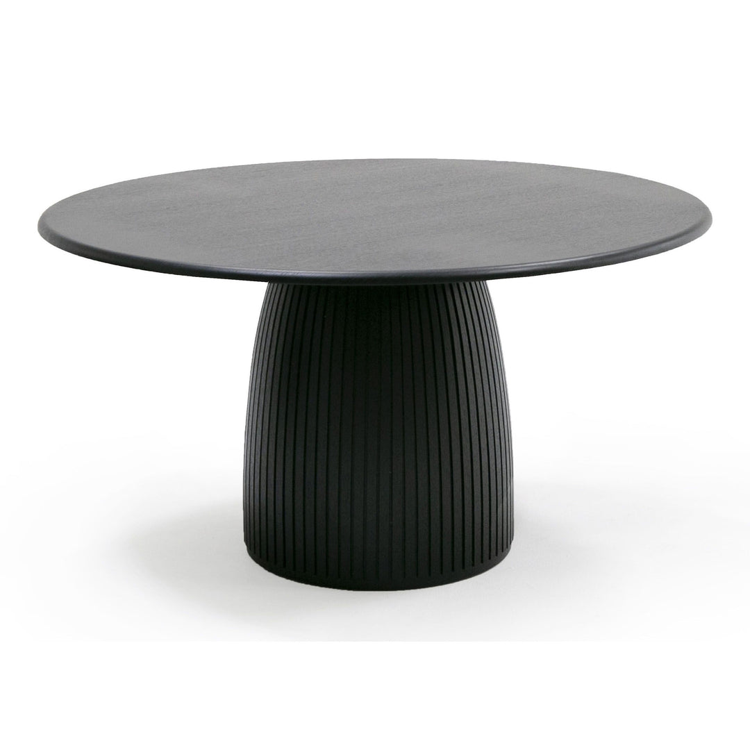 Lander Modern Mid Century Black Oak Round Dining Table
