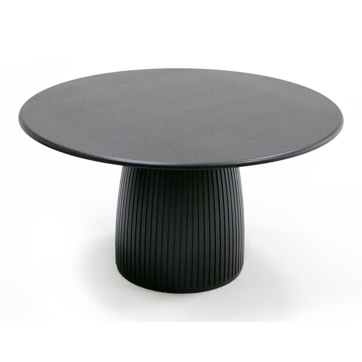 Lander Modern Mid Century Black Oak Round Dining Table