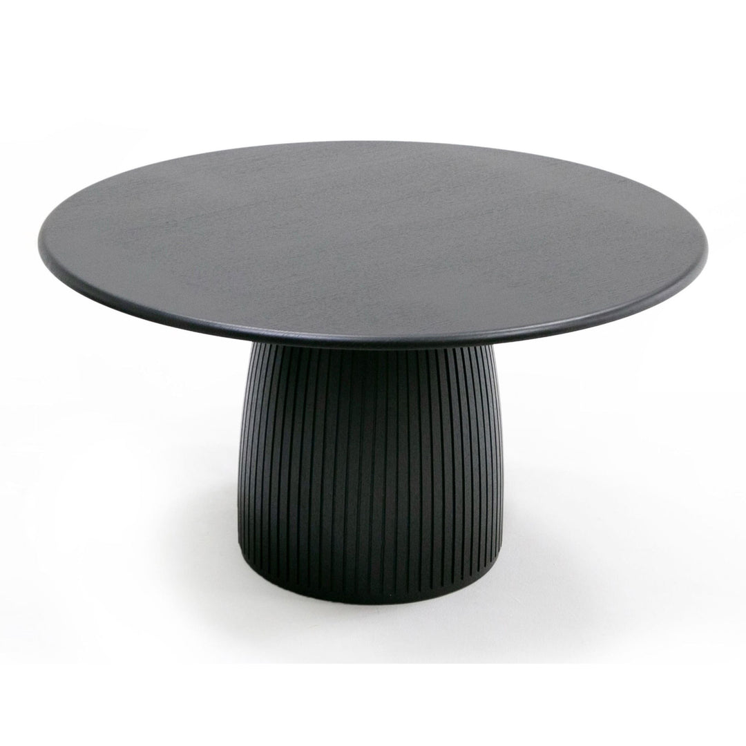 Lander Modern Mid Century Black Oak Round Dining Table