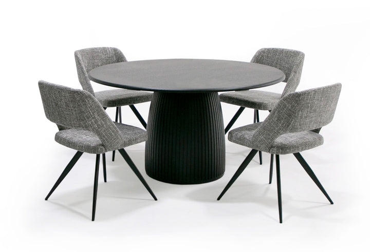 Lander Modern Mid Century Black Oak Round Dining Table
