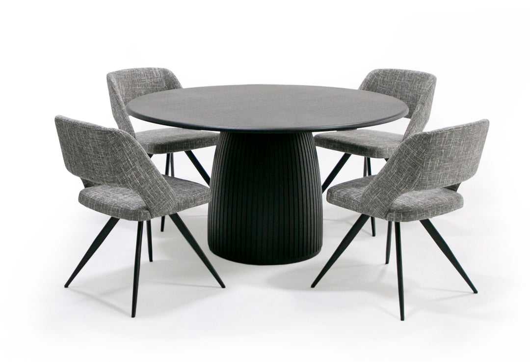Lander Modern Mid Century Black Oak Round Dining Table