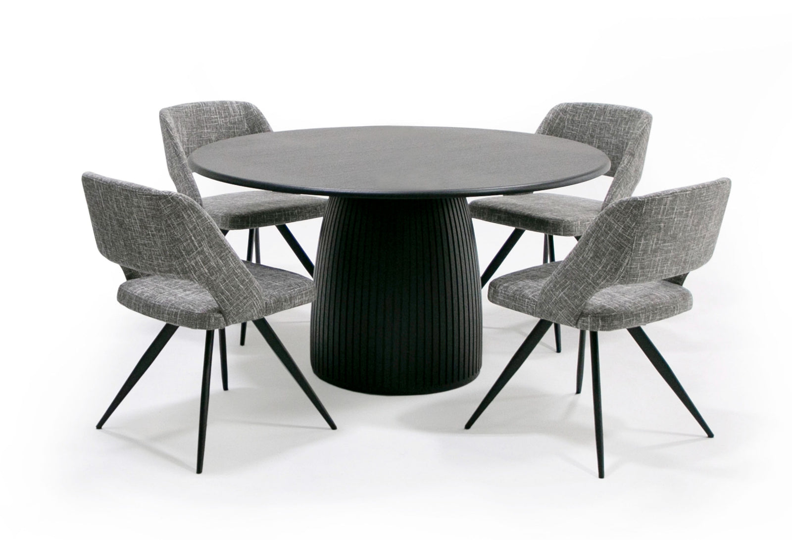 Lander Modern Mid Century Black Oak Round Dining Table