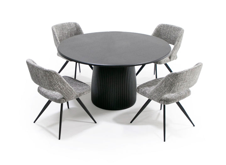 Lander Modern Mid Century Black Oak Round Dining Table