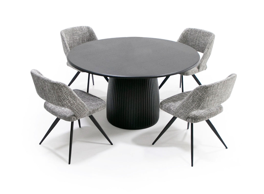 Lander Modern Mid Century Black Oak Round Dining Table
