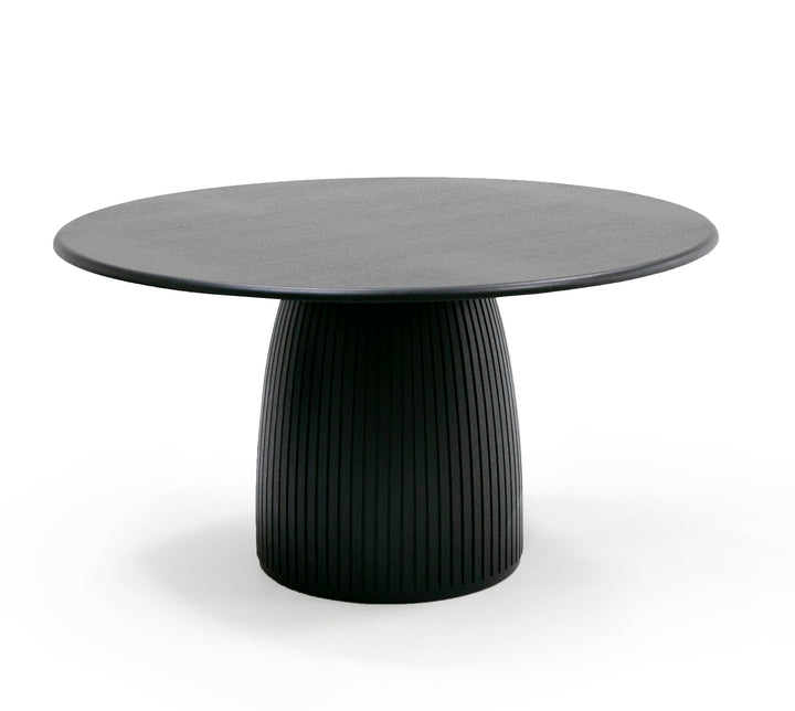 Lander Modern Mid Century Black Oak Round Dining Table
