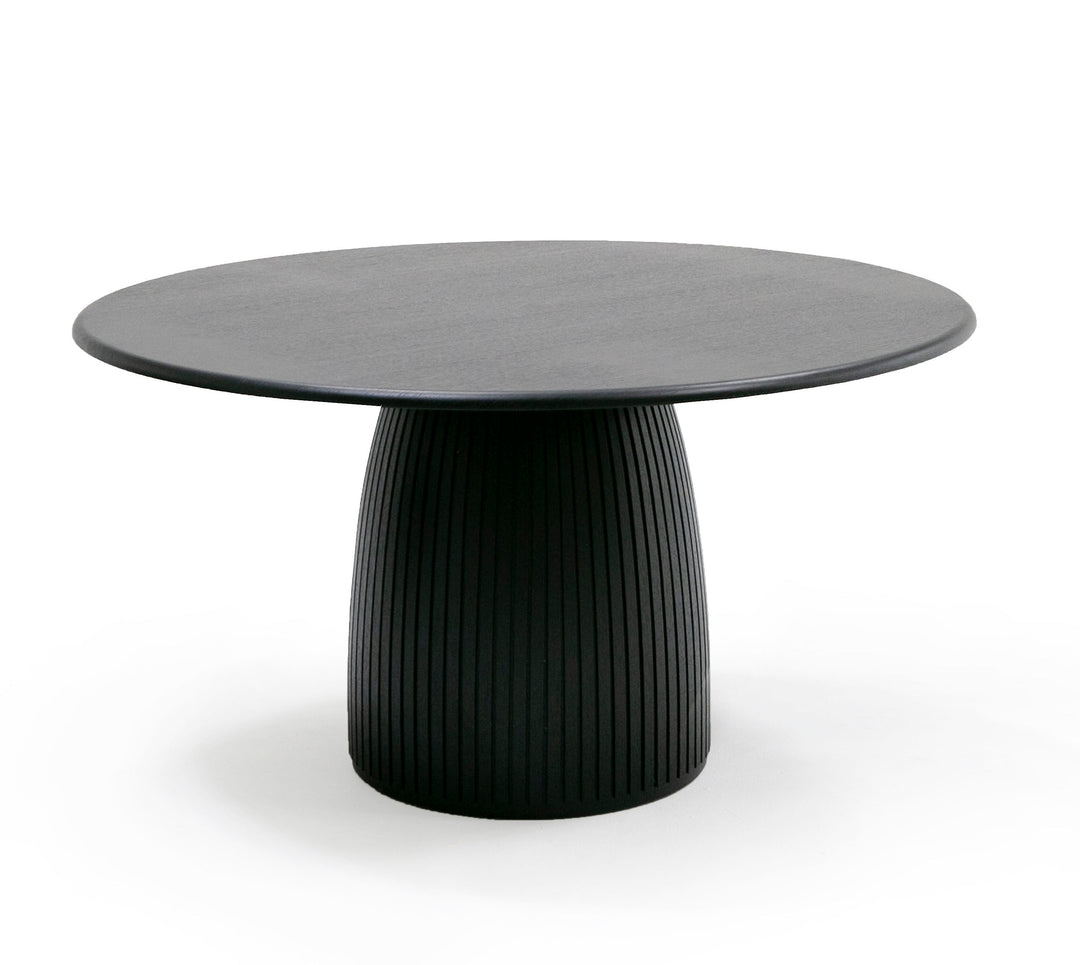 Lander Modern Mid Century Black Oak Round Dining Table