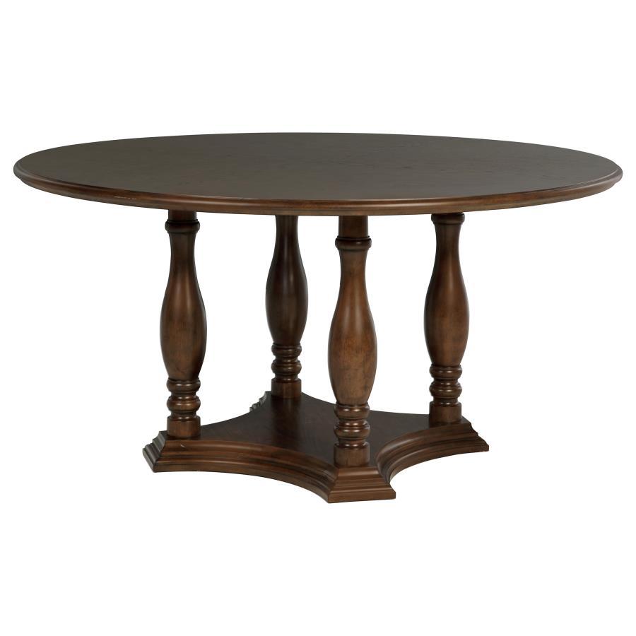 Landon - 5 Piece Round Dining Table Set - Rich Brown 5 - Piece Dining Room Set modern furniture Contempo Furniture