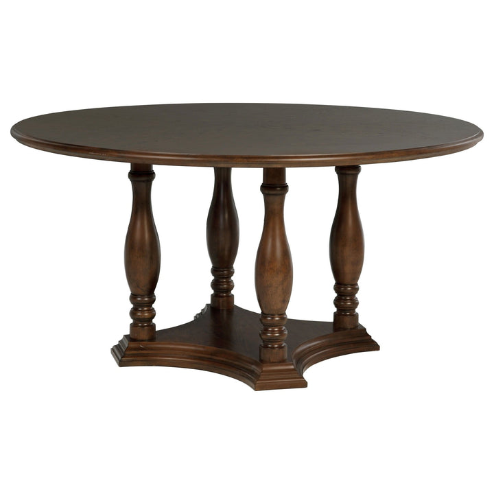 Landon - Round Wood Pedestal Dining Table - Rich Brown Dining Table modern furniture Contempo Furniture