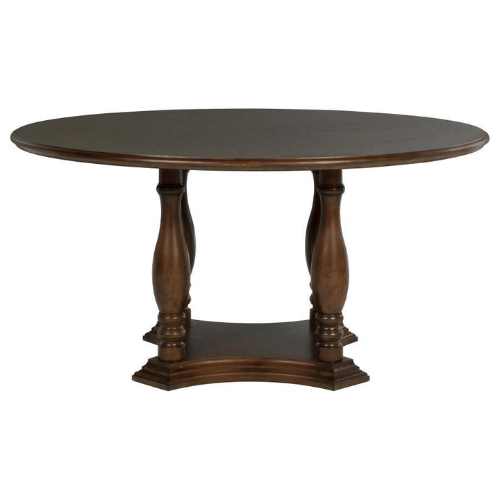 Landon - Round Wood Pedestal Dining Table - Rich Brown Dining Table modern furniture Contempo Furniture