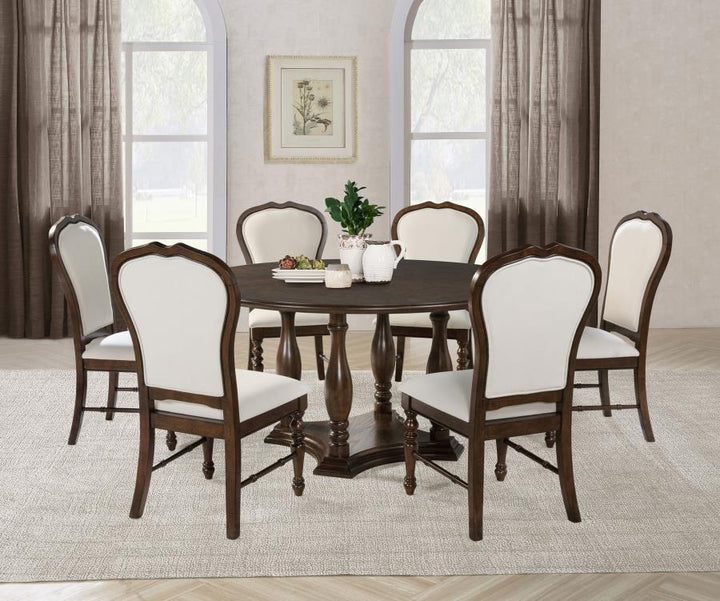 Landon - Round Wood Pedestal Dining Table - Rich Brown Dining Table modern furniture Contempo Furniture