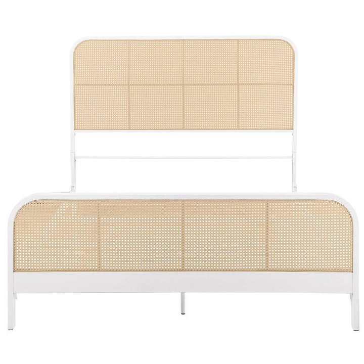 Lanewood - Open Cane Rattan Metal Eastern King Bed - White Upholstered Bed modern furniture Contempo Furniture