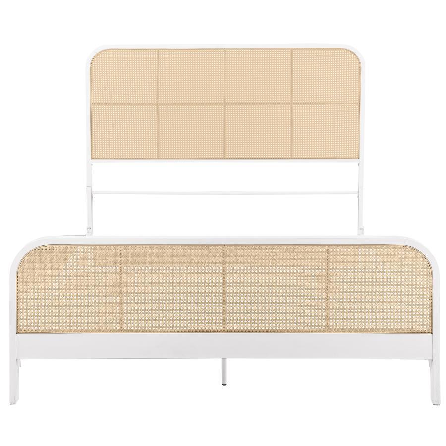 Lanewood - Open Cane Rattan Metal Eastern King Bed - White Upholstered Bed modern furniture Contempo Furniture