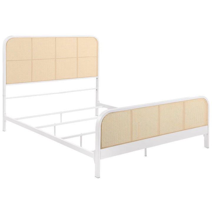 Lanewood - Open Cane Rattan Metal Eastern Queen - White Upholstered Bed modern furniture Contempo Furniture