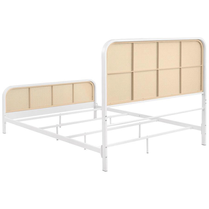 Lanewood - Open Cane Rattan Metal Eastern Queen - White Upholstered Bed modern furniture Contempo Furniture