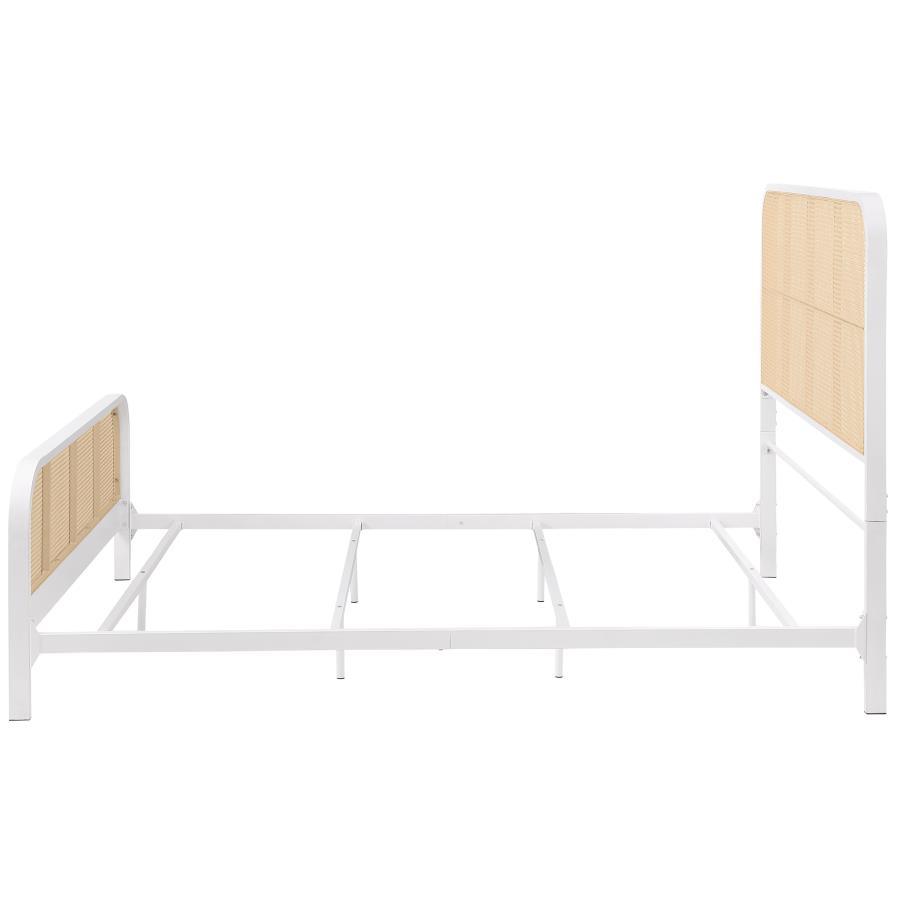 Lanewood - Open Cane Rattan Metal Eastern Queen - White Upholstered Bed modern furniture Contempo Furniture