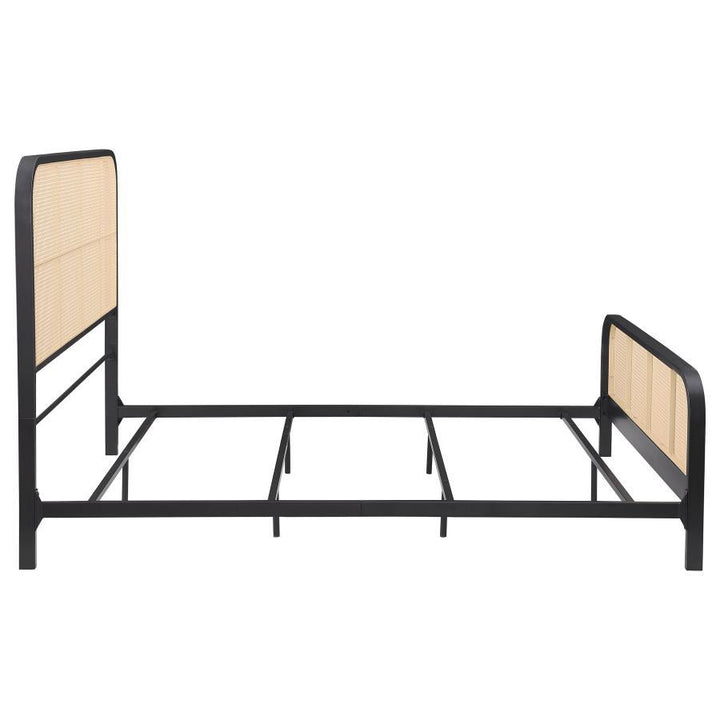 Lanewood - Open Cane Rattan Metal Queen Bed - Black Upholstered Bed modern furniture Contempo Furniture