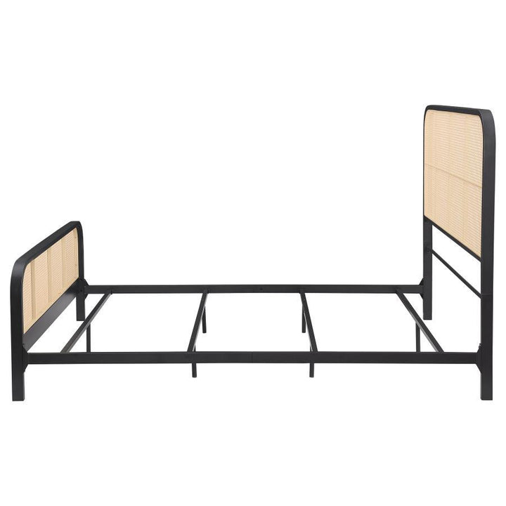 Lanewood - Open Cane Rattan Metal Queen Bed - Black Upholstered Bed modern furniture Contempo Furniture