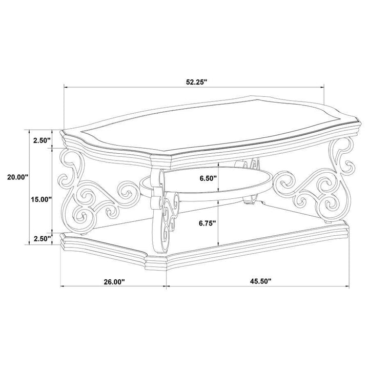 Laney - 1 - Shelf Glass Top Rectangular Coffee Table - Deep Merlot Coffee Table modern furniture Contempo Furniture