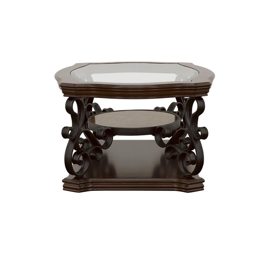 Laney - 1 - Shelf Glass Top Rectangular Coffee Table - Deep Merlot Coffee Table modern furniture Contempo Furniture