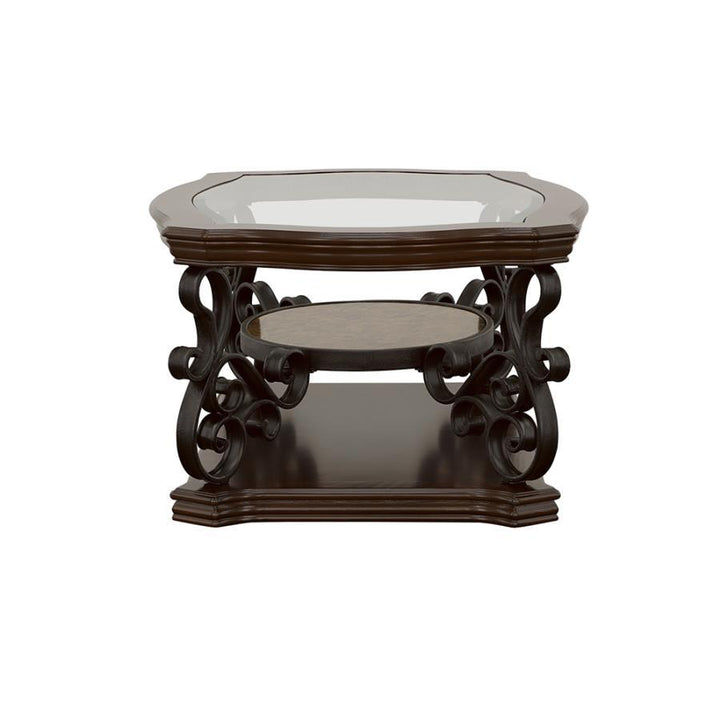 Laney - 1 - Shelf Glass Top Rectangular Coffee Table - Deep Merlot Coffee Table modern furniture Contempo Furniture