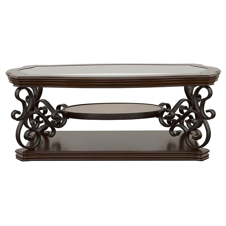 Laney - 1 - Shelf Glass Top Rectangular Coffee Table - Deep Merlot Coffee Table modern furniture Contempo Furniture
