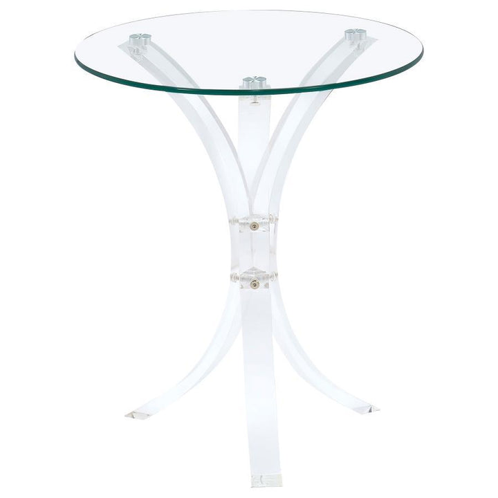 Laning - Round Glass Top Acrylic Side Table - Clear Side Table modern furniture Contempo Furniture