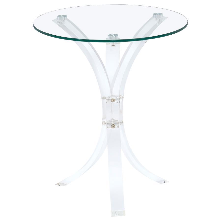 Laning - Round Glass Top Acrylic Side Table - Clear Side Table modern furniture Contempo Furniture