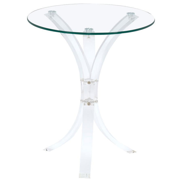 Laning - Round Glass Top Acrylic Side Table - Clear Side Table modern furniture Contempo Furniture