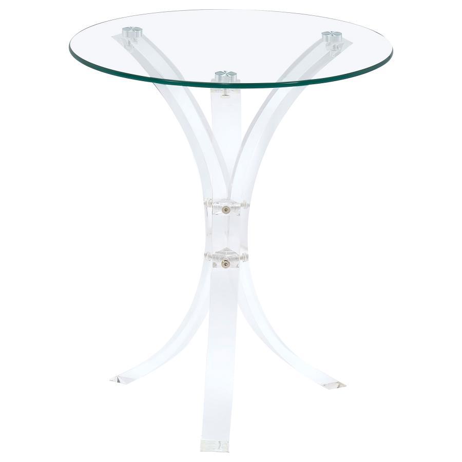 Laning - Round Glass Top Acrylic Side Table - Clear Side Table modern furniture Contempo Furniture