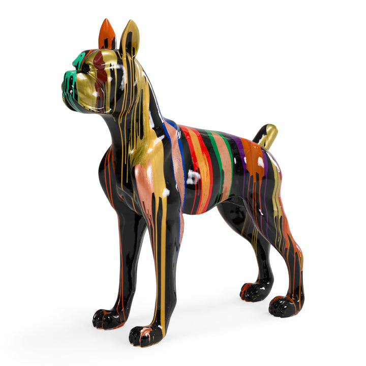Large Dog - Black + Multi-Color Sculpture
