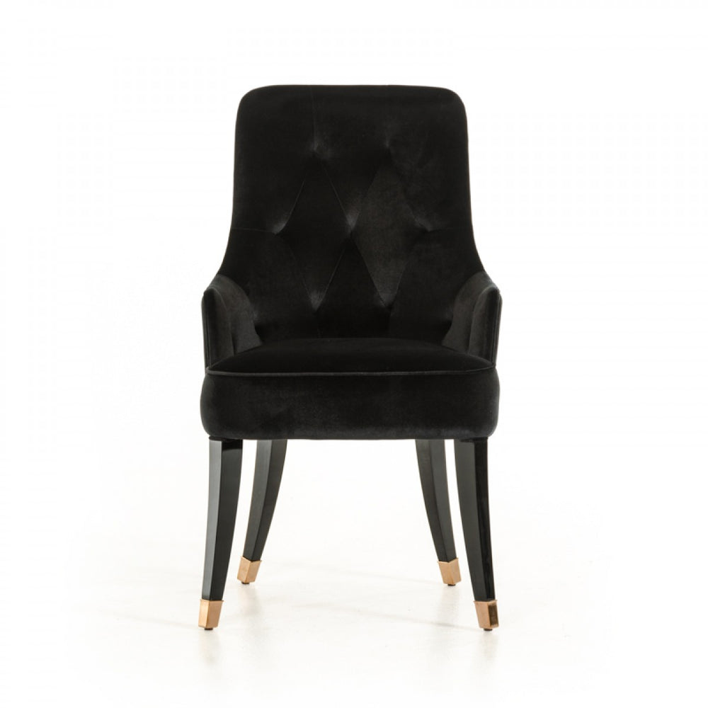 Larissa Modern Black Fabric Dining Chair - View 2