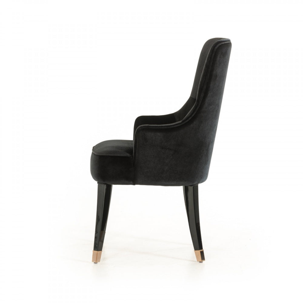 Larissa Modern Black Fabric Dining Chair - View 3