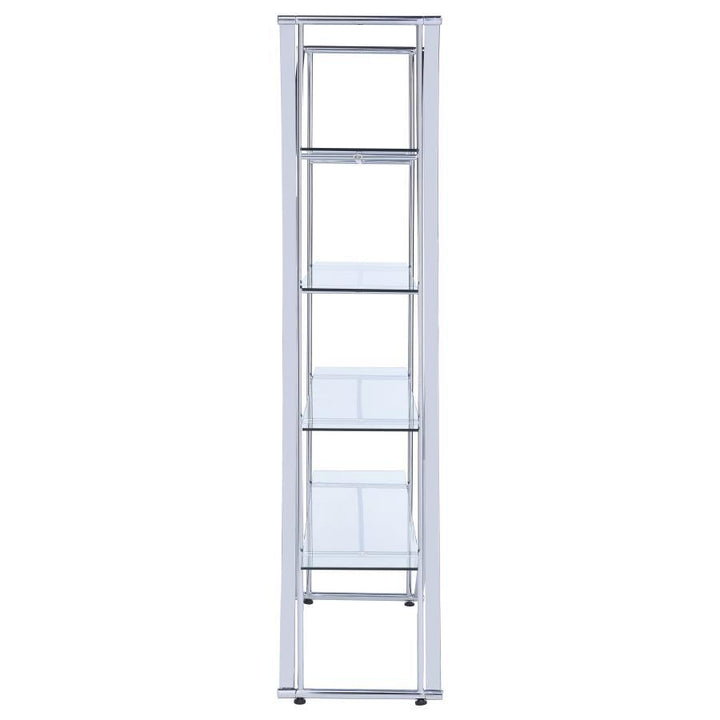 Larson - 4 - Shelf Glass Bookshelf - Chrome Standard Bookcase modern furniture Contempo Furniture