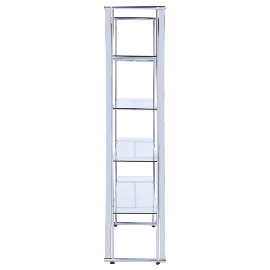 Larson - 4 - Shelf Glass Bookshelf - Chrome Standard Bookcase modern furniture Contempo Furniture