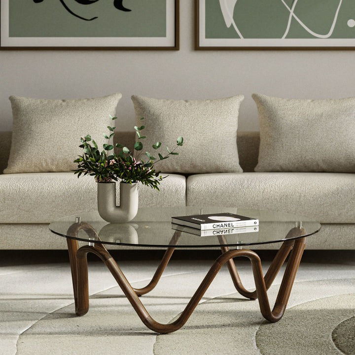 Lassen - Modern Glass &amp; Walnut Coffee Table