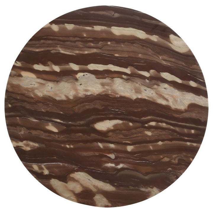 Latifa - Round Marble Top Accent Side Table - Red And Black Side Table modern furniture Contempo Furniture