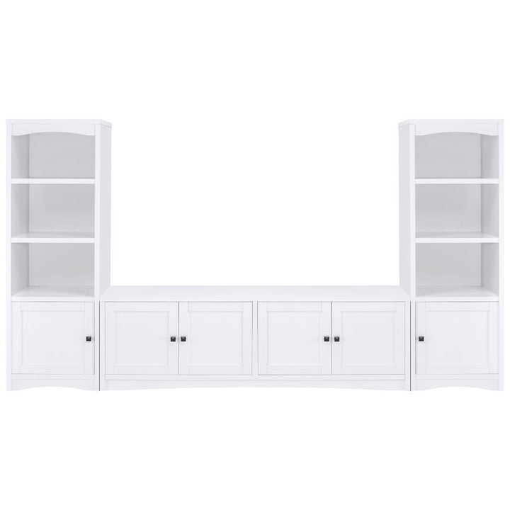 Laughlin - 3 - Shelf Engineered Wood Media Tower - White Standard Bookcase modern furniture Contempo Furniture