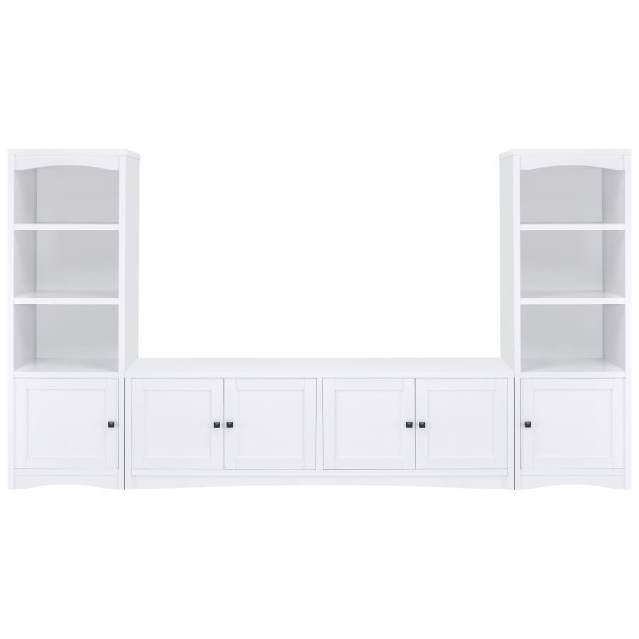 Laughlin - 3 - Shelf Engineered Wood Media Tower - White Standard Bookcase modern furniture Contempo Furniture
