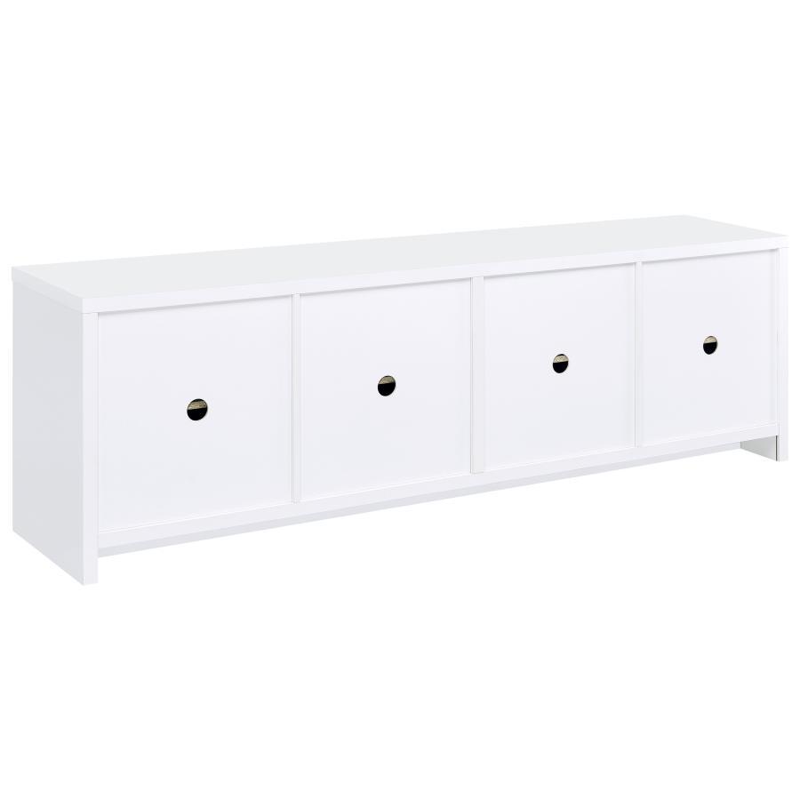 Laughlin - 4 Door Engineered Wood TV Stand - White TV Stand modern furniture Contempo Furniture