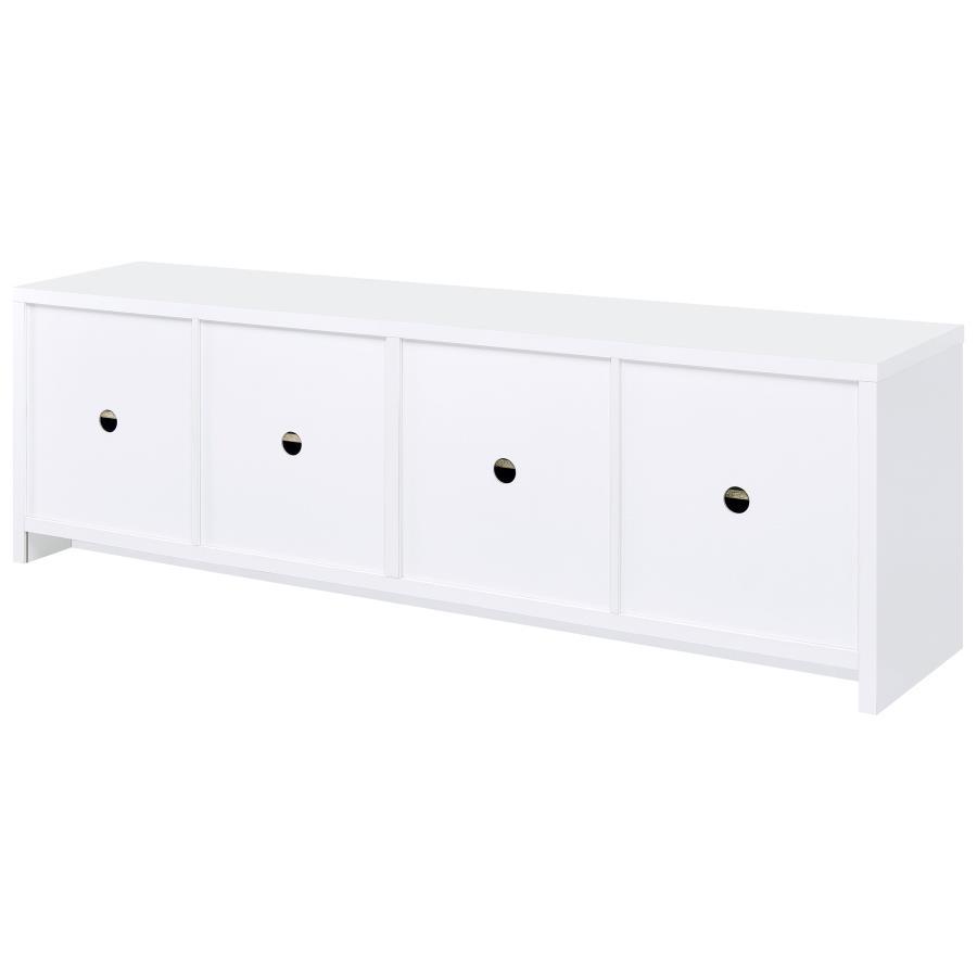 Laughlin - 4 Door Engineered Wood TV Stand - White TV Stand modern furniture Contempo Furniture