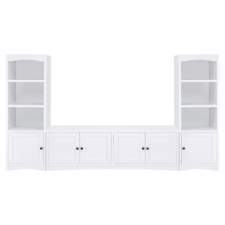 Laughlin - 4 Door Engineered Wood TV Stand - White TV Stand modern furniture Contempo Furniture