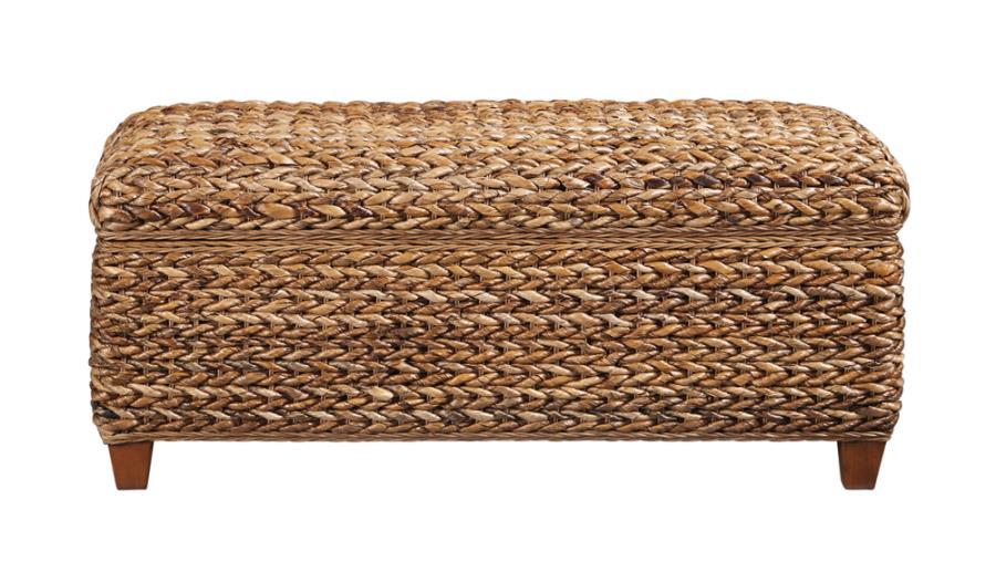 Laughton - Hand - Woven Banana Leaf Storage Trunk - Amber Storage Bench modern furniture Contempo Furniture