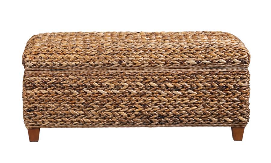 Laughton - Hand - Woven Banana Leaf Storage Trunk - Amber Storage Bench modern furniture Contempo Furniture