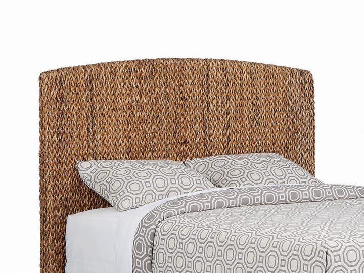 Laughton - Woven Banana Leaf California King Headboard - Amber Upholstered HeadBoard modern furniture Contempo Furniture