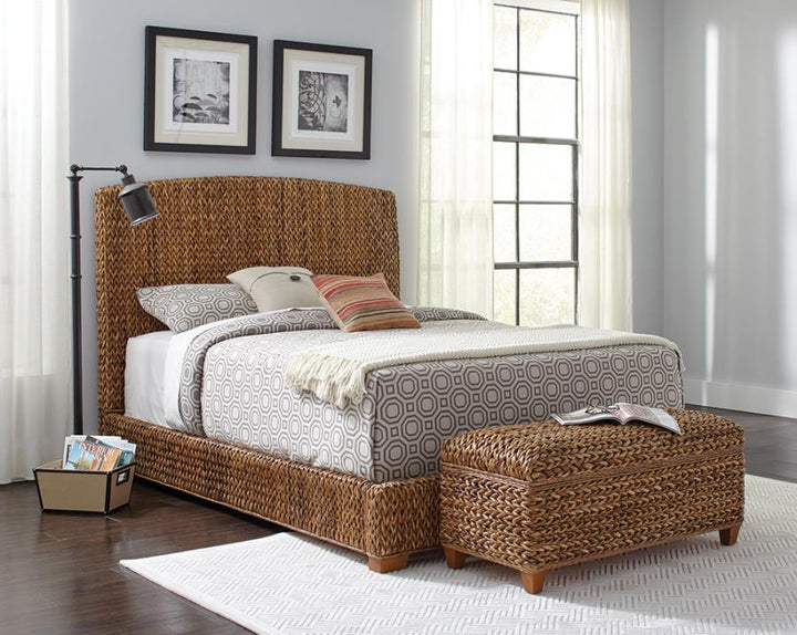 Laughton - Woven Banana Leaf Eastern King Headboard - Amber Upholstered HeadBoard modern furniture Contempo Furniture