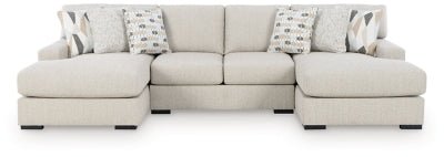 Laurelgrove 3 - Piece Double Chaise Sectional - Pearl Silver Stationary Sectional modern furniture Contempo Furniture