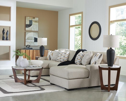 Laurelgrove 3 - Piece Double Chaise Sectional - Pearl Silver Stationary Sectional modern furniture Contempo Furniture