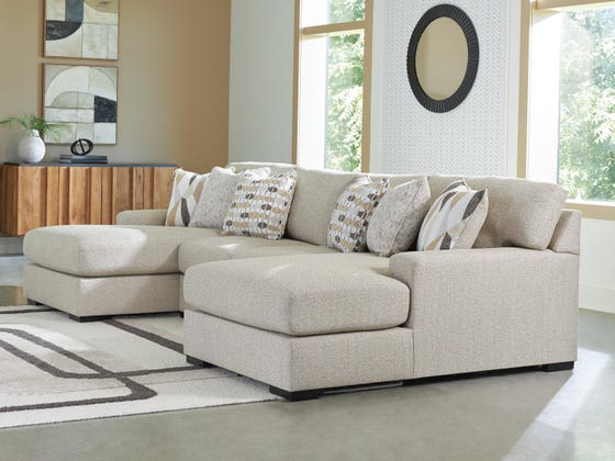 Laurelgrove 3 - Piece Double Chaise Sectional - Pearl Silver Stationary Sectional modern furniture Contempo Furniture