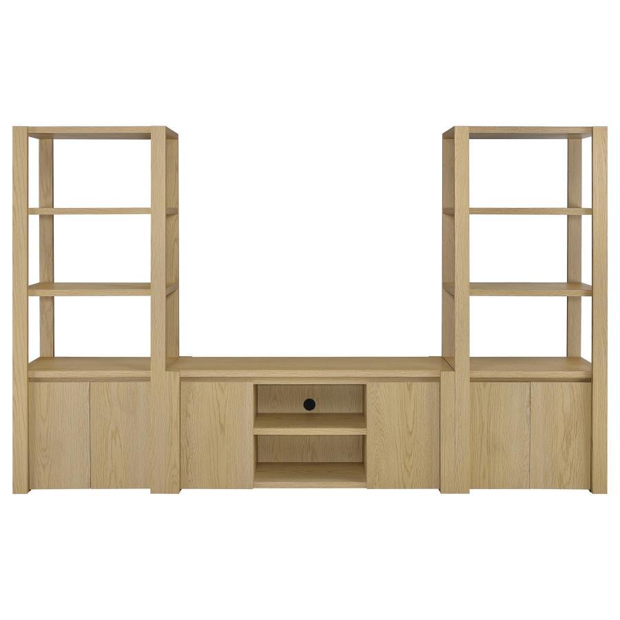Laurelton - 3 - Shelf Media Tower Tall Pier Cabinet - Light Oak Piers modern furniture Contempo Furniture