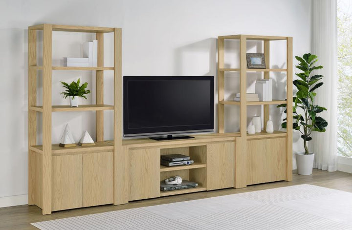 Laurelton - 3 - Shelf Media Tower Tall Pier Cabinet - Light Oak Piers modern furniture Contempo Furniture